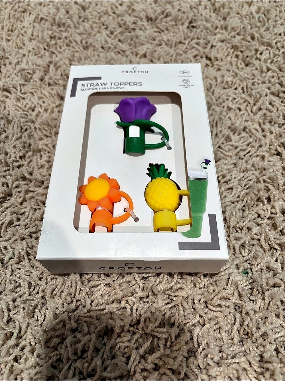 Crofton Straw Toppers 3-Pack Green & Orange NWT